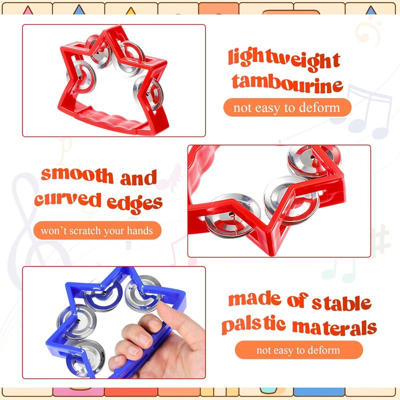 Lukmaa 72 Pcs Tambourines Bulk, 36 Plastic Hand Bells 36 Cymbals Noise Makers Musical Toy Instruments Gift for Valentine Church Sunday School, Education Activities, Christian Charity Donation(Star) - Image 4